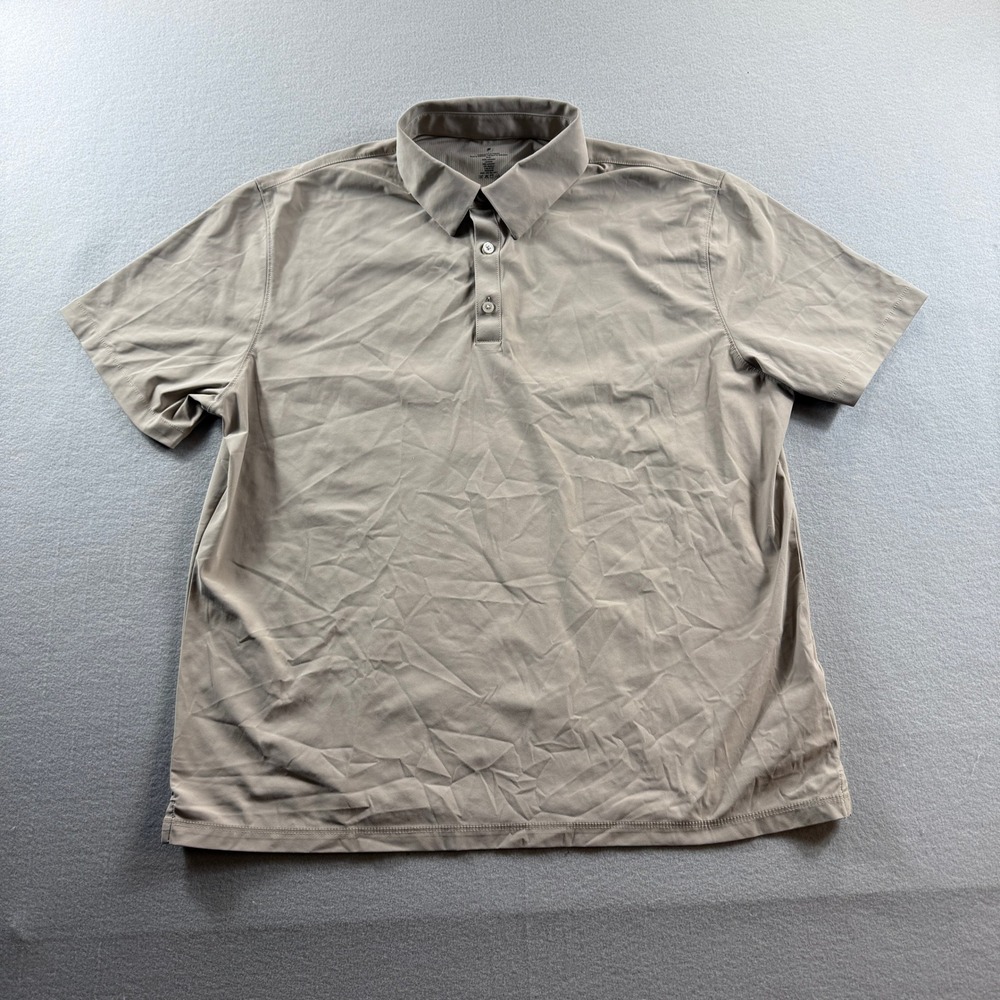 Fabletics Polo Shirt Mens XL Tan Short Sleeve Performance Athletic